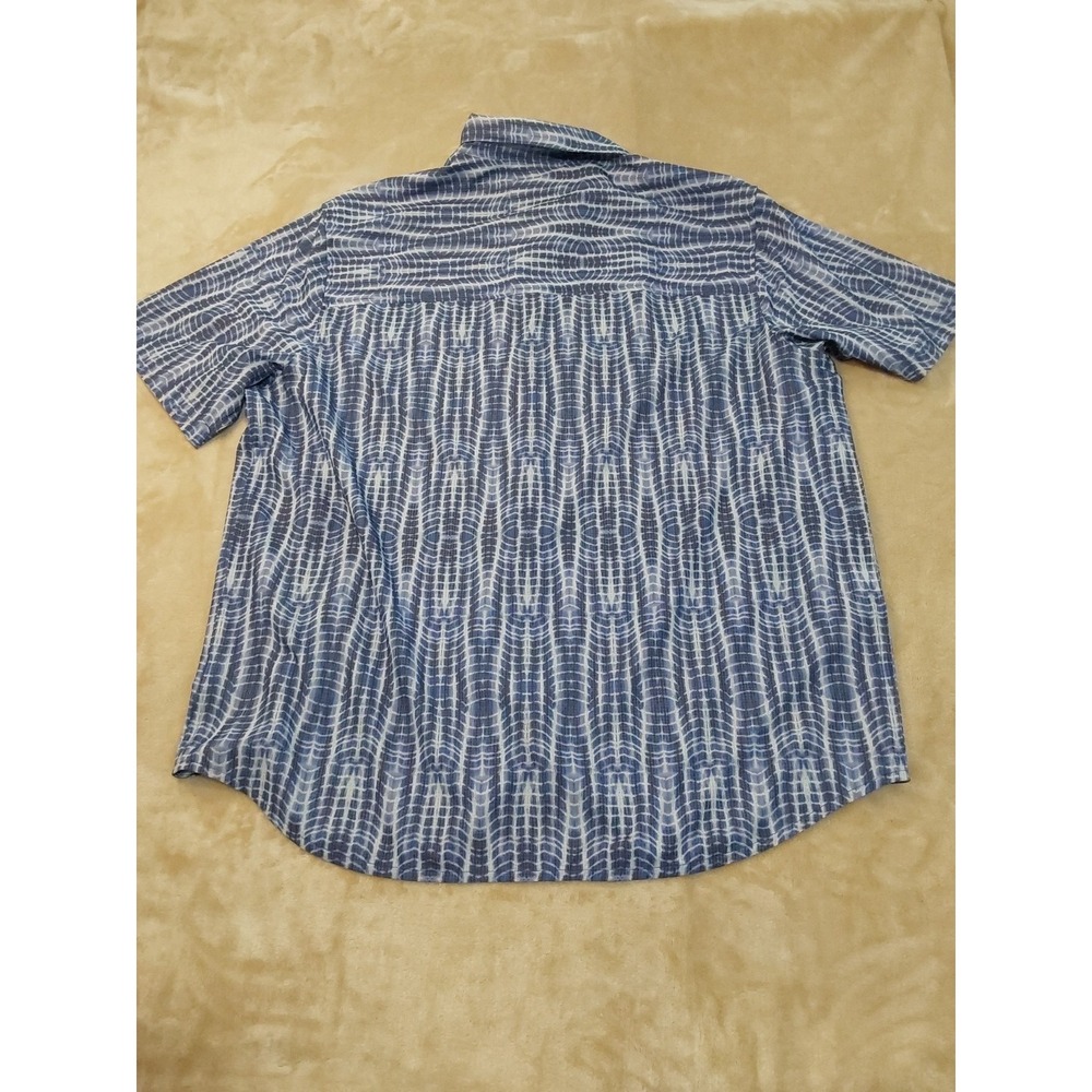 Tommy Bahama IslandZone Shirt Mens Large Blue Geometric Button Up Stretch Casual - Picture 9 of 14